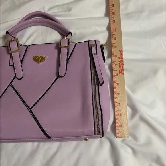 👜 Vangoddy Lavender Structured Satchel Handbag Gold Hardware - Picture 4 of 7